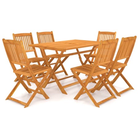 vidaXL Set comedor de jardín plegable 7 piezas madera maciza de acacia