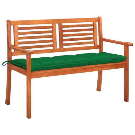 vidaXL Banco de jardín 2 plazas madera maciza eucalipto y cojín 120 cm