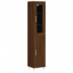 vidaXL Aparador alto madera contrachapada roble marrón 34,5x34x180 cm