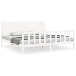 vidaXL Estructura de cama con cabecero madera maciza blanco 200x200 cm