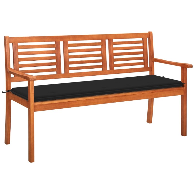 vidaXL Banco de jardín 3 plazas madera maciza eucalipto y cojín 150 cm vidaXL Banco de jardín 3 plazas madera maciza eucalipto y cojín 150 cm