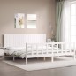 vidaXL Estructura de cama con cabecero madera maciza blanco 200x200 cm vidaXL Estructura de cama con cabecero madera maciza blanco 200x200 cm