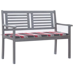 vidaXL Banco de jardín 2 plazas madera eucalipto gris y cojín 120 cm