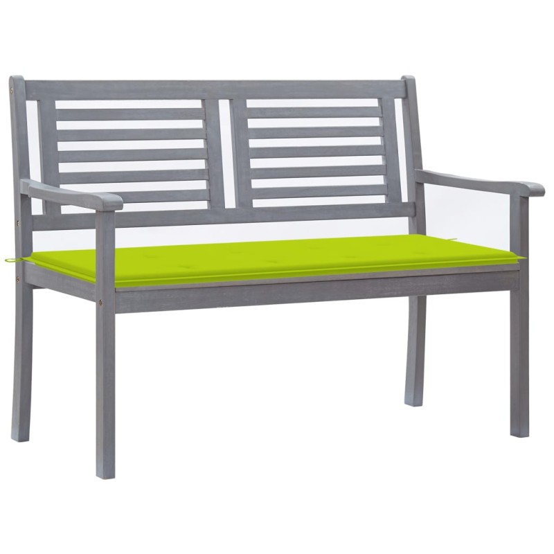vidaXL Banco de jardín 2 plazas madera eucalipto gris y cojín 120 cm vidaXL Banco de jardín 2 plazas madera eucalipto gris y cojín 120 cm