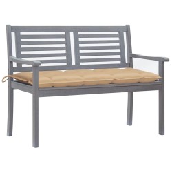 vidaXL Banco de jardín 2 plazas madera eucalipto gris y cojín 120 cm