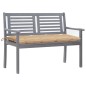 vidaXL Banco de jardín 2 plazas madera eucalipto gris y cojín 120 cm vidaXL Banco de jardín 2 plazas madera eucalipto gris y cojín 120 cm