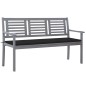 vidaXL Banco de jardín 3 plazas madera eucalipto gris y cojín 150 cm vidaXL Banco de jardín 3 plazas madera eucalipto gris y cojín 150 cm