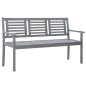 vidaXL Banco de jardín 3 plazas madera eucalipto gris y cojín 150 cm vidaXL Banco de jardín 3 plazas madera eucalipto gris y cojín 150 cm