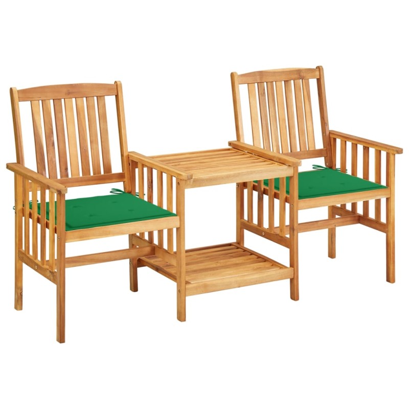 vidaXL Sillas y mesita de jardín con cojines madera maciza acacia vidaXL Sillas y mesita de jardín con cojines madera maciza acacia