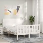 vidaXL Estructura de cama con cabecero madera maciza blanco 120x200 cm vidaXL Estructura de cama con cabecero madera maciza blanco 120x200 cm