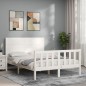 vidaXL Estructura de cama con cabecero madera maciza blanco 120x200 cm vidaXL Estructura de cama con cabecero madera maciza blanco 120x200 cm