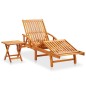 vidaXL Tumbona de jardín con mesa y cojín madera maciza de acacia vidaXL Tumbona de jardín con mesa y cojín madera maciza de acacia
