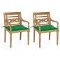 vidaXL Sillas Batavia 2 uds teca maciza con cojines verde vidaXL Sillas Batavia 2 uds teca maciza con cojines verde