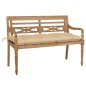 vidaXL Banco Batavia de teca maciza con cojín beige 120 cm vidaXL Banco Batavia de teca maciza con cojín beige 120 cm