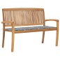 vidaXL Banco de jardín apilable y cojín madera maciza de teca 128,5 cm vidaXL Banco de jardín apilable y cojín madera maciza de teca 128,5 cm