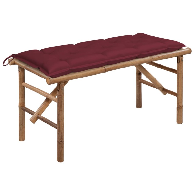 vidaXL Banco de jardín plegable con cojín bambú 118 cm vidaXL Banco de jardín plegable con cojín bambú 118 cm