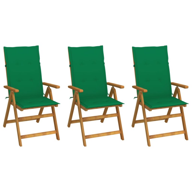 vidaXL Sillas de jardín plegables 3 uds y cojines madera maciza acacia vidaXL Sillas de jardín plegables 3 uds y cojines madera maciza acacia