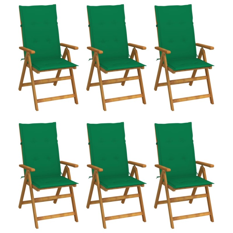 vidaXL Sillas de jardín plegables 6 uds y cojines madera maciza acacia vidaXL Sillas de jardín plegables 6 uds y cojines madera maciza acacia