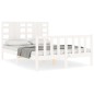 vidaXL Estructura cama de matrimonio con cabecero madera maciza blanco vidaXL Estructura cama de matrimonio con cabecero madera maciza blanco