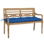 vidaXL Banco Batavia de teca maciza con cojín azul 120 cm vidaXL Banco Batavia de teca maciza con cojín azul 120 cm