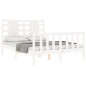 vidaXL Estructura cama de matrimonio con cabecero madera maciza blanco vidaXL Estructura cama de matrimonio con cabecero madera maciza blanco