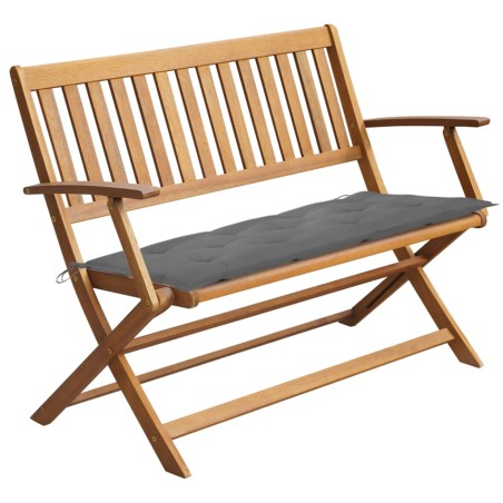 vidaXL Banco de jardín con cojín madera maciza de acacia 120 cm