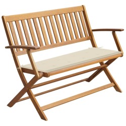 vidaXL Banco de jardín con cojín madera maciza de acacia 120 cm