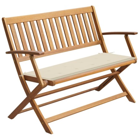 vidaXL Banco de jardín con cojín madera maciza de acacia 120 cm