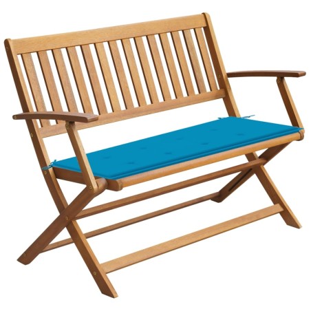 vidaXL Banco de jardín con cojín madera maciza de acacia 120 cm