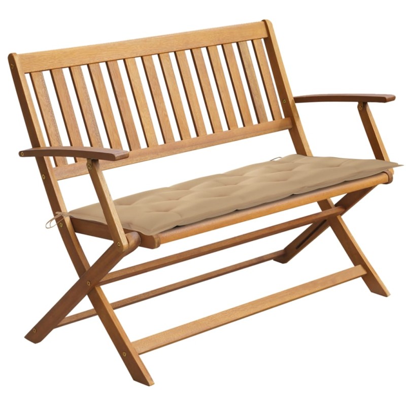 vidaXL Banco de jardín con cojín madera maciza de acacia 120 cm vidaXL Banco de jardín con cojín madera maciza de acacia 120 cm