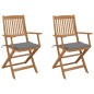vidaXL Sillas de jardín plegables 2 uds y cojines madera maciza acacia vidaXL Sillas de jardín plegables 2 uds y cojines madera maciza acacia