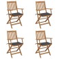 vidaXL Sillas de jardín plegables 4 uds y cojines madera maciza acacia vidaXL Sillas de jardín plegables 4 uds y cojines madera maciza acacia