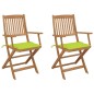vidaXL Sillas de jardín plegables 2 uds y cojines madera maciza acacia vidaXL Sillas de jardín plegables 2 uds y cojines madera maciza acacia