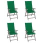 vidaXL Sillas de jardín reclinables 4 uds madera maciza acacia cojines vidaXL Sillas de jardín reclinables 4 uds madera maciza acacia cojines