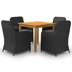 vidaXL Juego de comedor para jardín 5 piezas negro