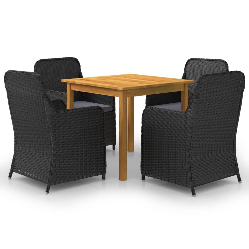 vidaXL Juego de comedor para jardín 5 piezas negro