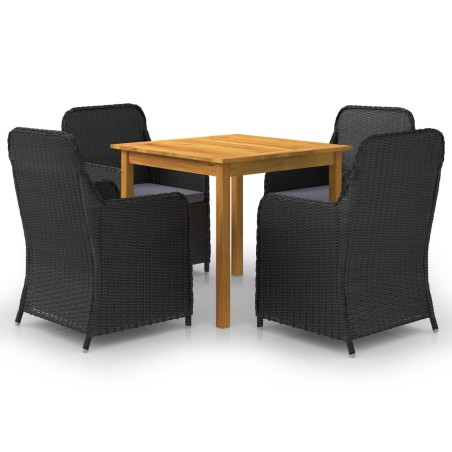 vidaXL Juego de comedor para jardín 5 piezas negro