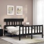 vidaXL Estructura de cama con cabecero madera maciza negro 140x190 cm vidaXL Estructura de cama con cabecero madera maciza negro 140x190 cm