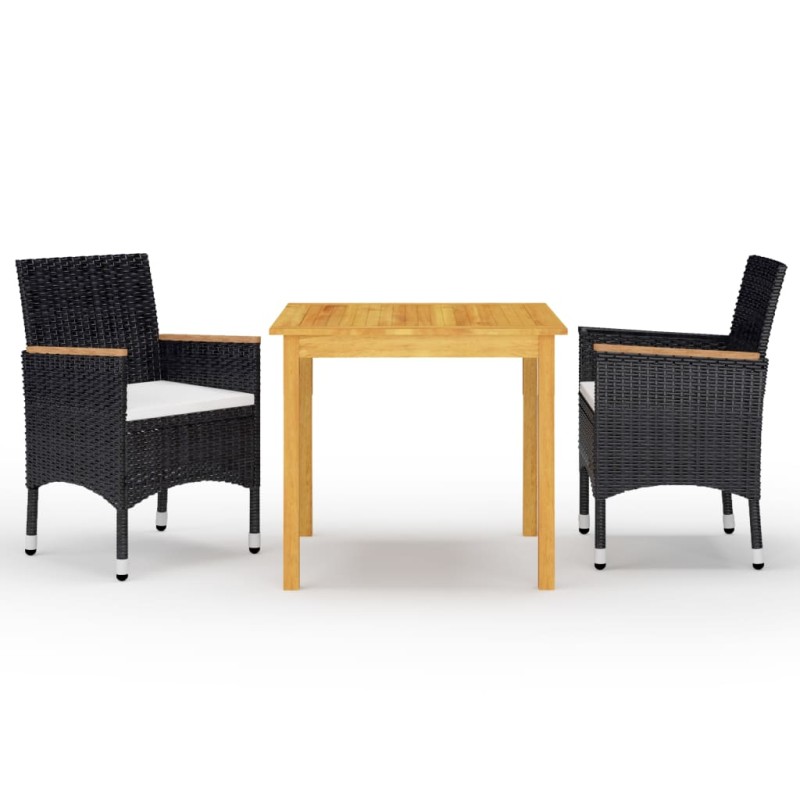 vidaXL Juego de comedor de jardín de 3 piezas negro vidaXL Juego de comedor de jardín de 3 piezas negro