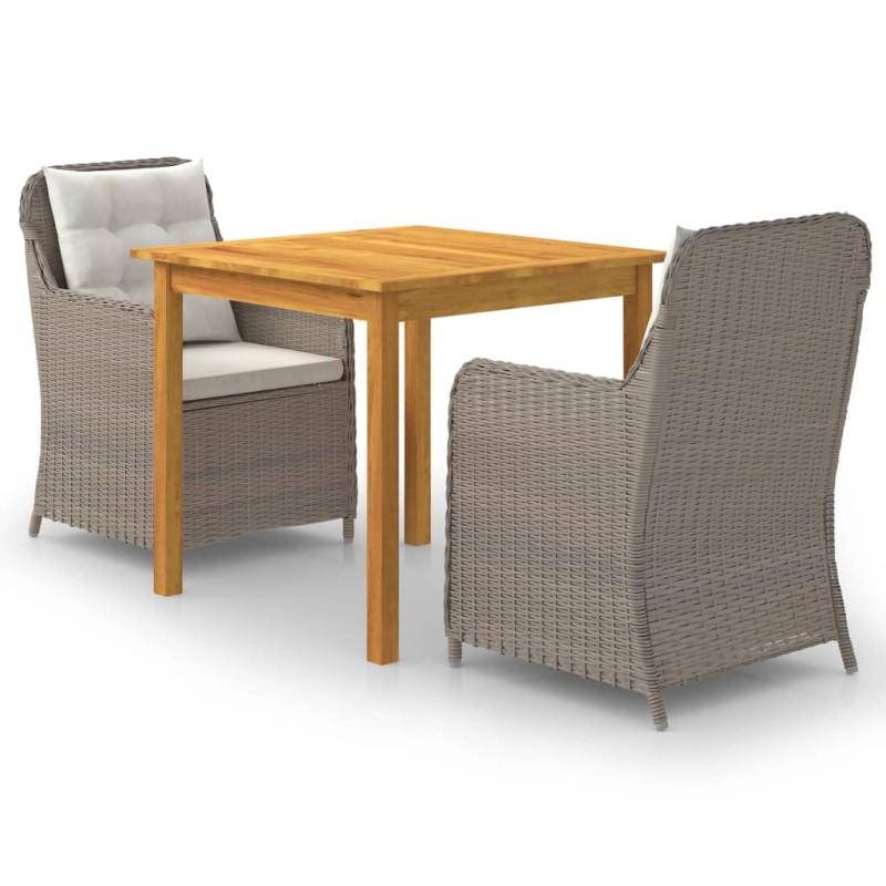 vidaXL Juego de comedor para jardín de 3 piezas marrón vidaXL Juego de comedor para jardín de 3 piezas marrón