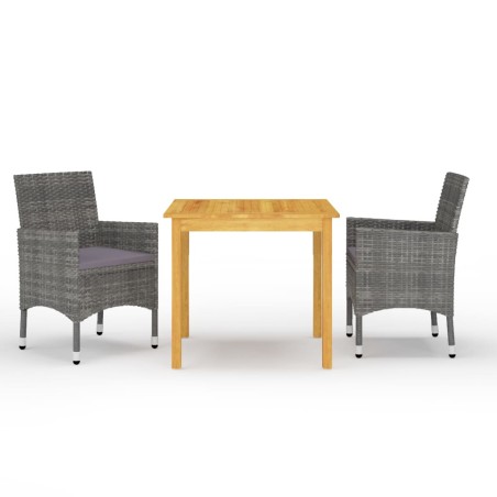 vidaXL Juego de comedor de jardín de 3 piezas gris
