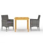 vidaXL Juego de comedor de jardín de 3 piezas gris vidaXL Juego de comedor de jardín de 3 piezas gris