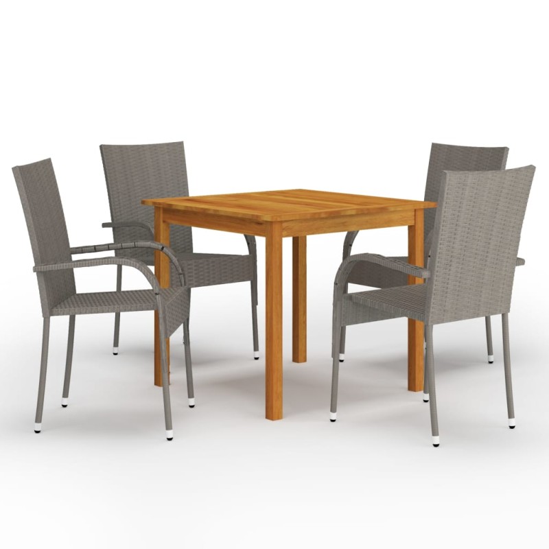 vidaXL Juego de comedor para jardín 5 piezas gris vidaXL Juego de comedor para jardín 5 piezas gris