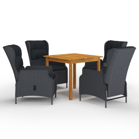 vidaXL Juego de comedor para jardín de 5 piezas gris oscuro