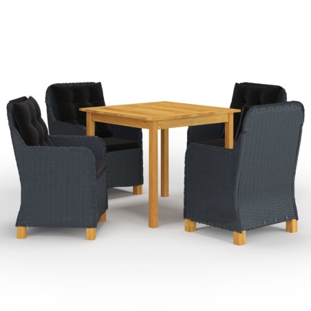 vidaXL Juego de comedor para jardín de 5 piezas gris oscuro