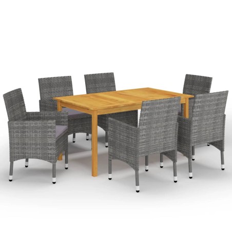 vidaXL Set de comedor de jardín de 7 piezas gris