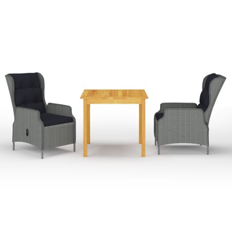 vidaXL Juego de comedor para jardín 3 piezas gris claro