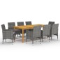 vidaXL Juego de comedor de jardín 9 piezas gris
