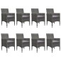 vidaXL Juego de comedor de jardín 9 piezas gris