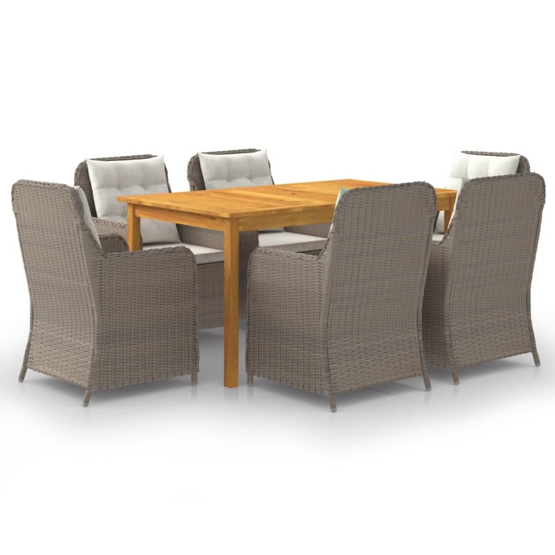 vidaXL Juego de comedor para jardín 7 piezas marrón vidaXL Juego de comedor para jardín 7 piezas marrón